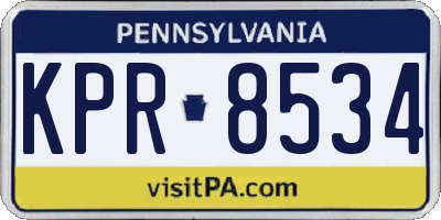 PA license plate KPR8534
