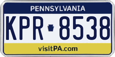 PA license plate KPR8538