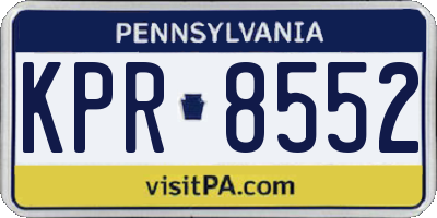 PA license plate KPR8552