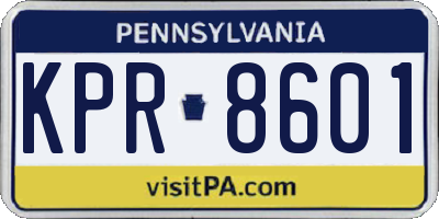 PA license plate KPR8601