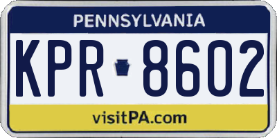 PA license plate KPR8602