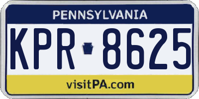 PA license plate KPR8625
