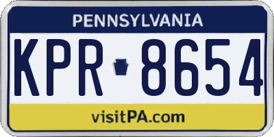 PA license plate KPR8654