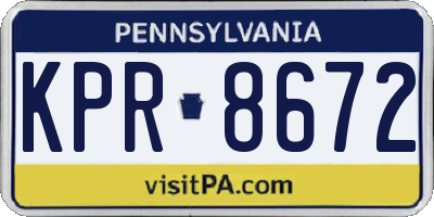 PA license plate KPR8672