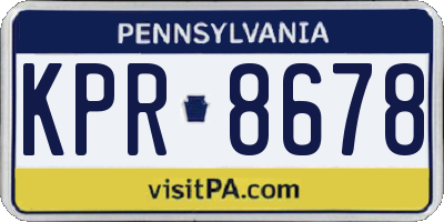 PA license plate KPR8678