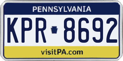 PA license plate KPR8692