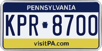 PA license plate KPR8700