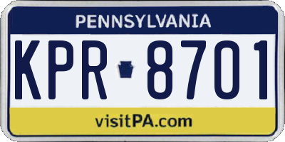PA license plate KPR8701