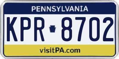 PA license plate KPR8702