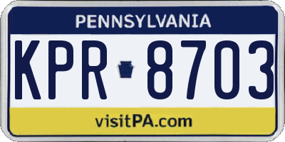 PA license plate KPR8703