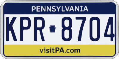 PA license plate KPR8704