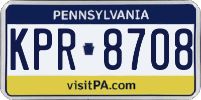 PA license plate KPR8708