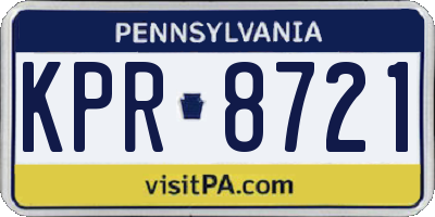 PA license plate KPR8721