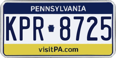 PA license plate KPR8725