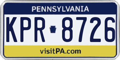 PA license plate KPR8726
