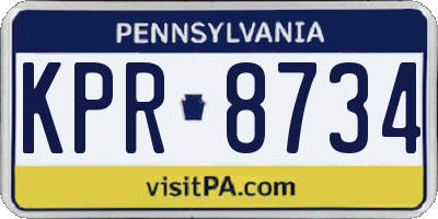 PA license plate KPR8734