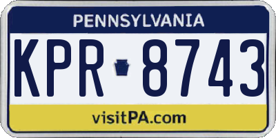 PA license plate KPR8743