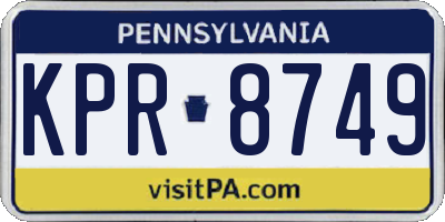 PA license plate KPR8749