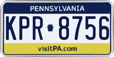 PA license plate KPR8756