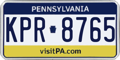 PA license plate KPR8765