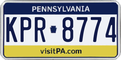 PA license plate KPR8774