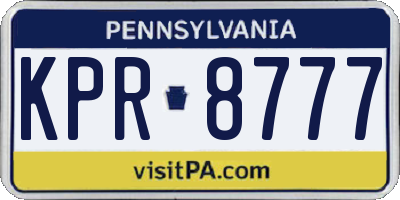 PA license plate KPR8777