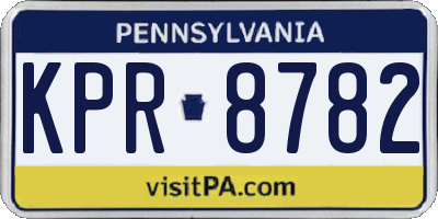 PA license plate KPR8782