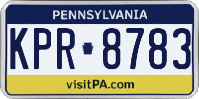 PA license plate KPR8783