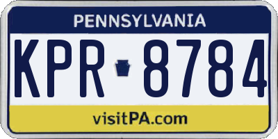 PA license plate KPR8784