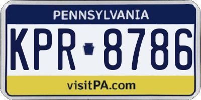 PA license plate KPR8786