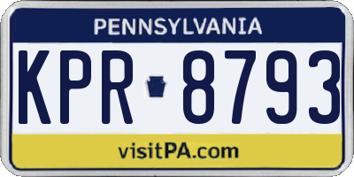 PA license plate KPR8793