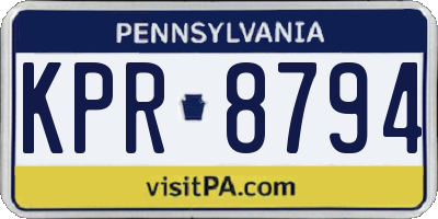 PA license plate KPR8794