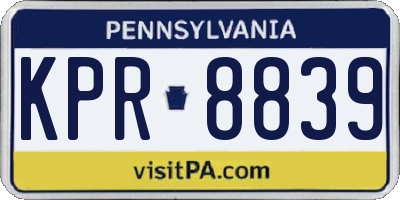 PA license plate KPR8839