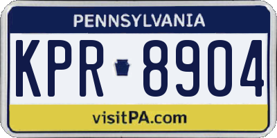 PA license plate KPR8904