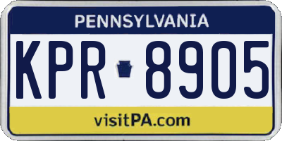 PA license plate KPR8905