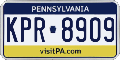 PA license plate KPR8909