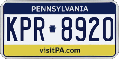 PA license plate KPR8920