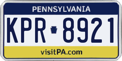 PA license plate KPR8921