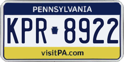PA license plate KPR8922