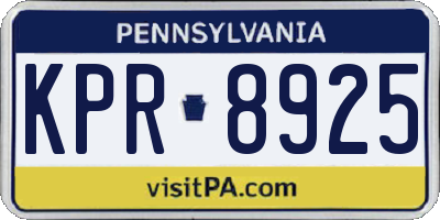 PA license plate KPR8925