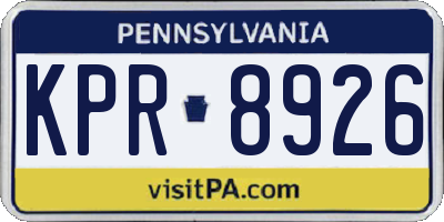 PA license plate KPR8926