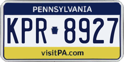 PA license plate KPR8927