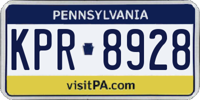 PA license plate KPR8928