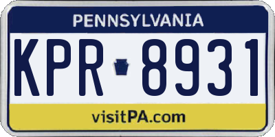 PA license plate KPR8931