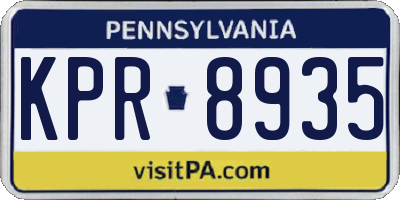 PA license plate KPR8935