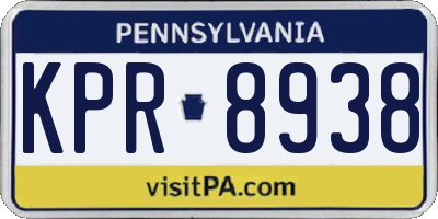 PA license plate KPR8938