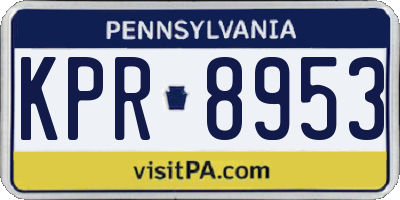 PA license plate KPR8953