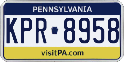 PA license plate KPR8958