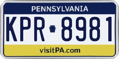 PA license plate KPR8981