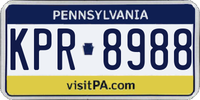 PA license plate KPR8988